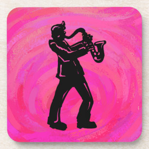 Dessous-de-verre New York Boogie Nuits Saxophone Hot Pink