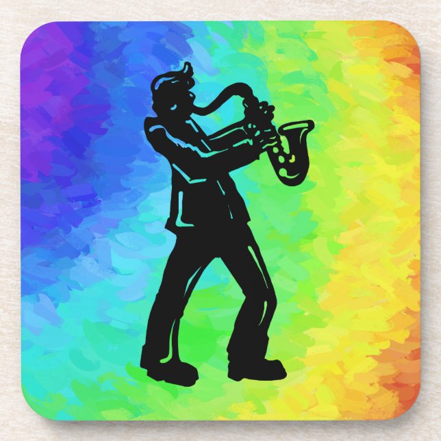 Dessous-de-verre New York Boogie Nuits Saxophone Rainbow (Devant)