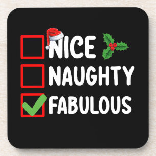 Dessous-de-verre Nice Naughty Fabulous Funny Père Noël Liste de Noë