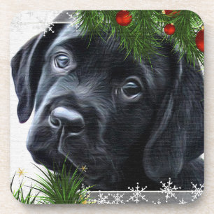 Dessous-de-verre Noël au Labrador noir