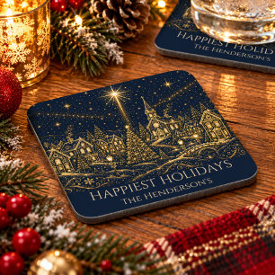 Dessous-de-verre Noël dans les étoiles Village de Noël