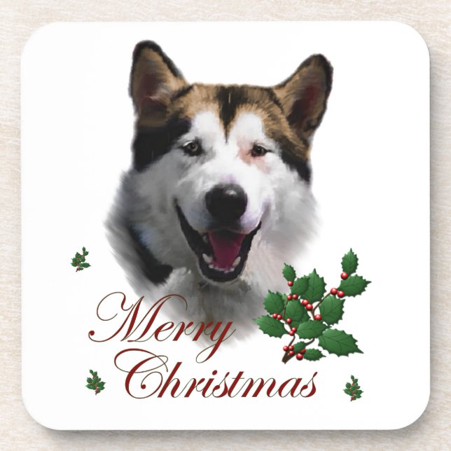 Dessous-de-verre Noël de Malamute en Alaska (Devant)