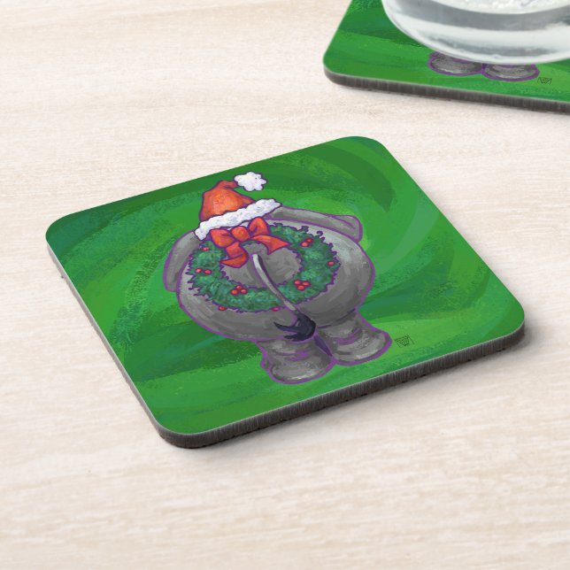 Dessous-de-verre Noël d'éléphant sur Green (Côté gauche)