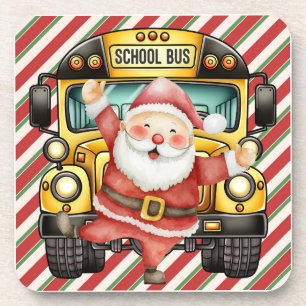 Dessous-de-verre Noël du bus scolaire pour chauffeur