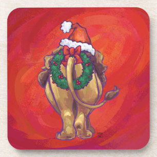Dessous-de-verre Noël du lion en rouge