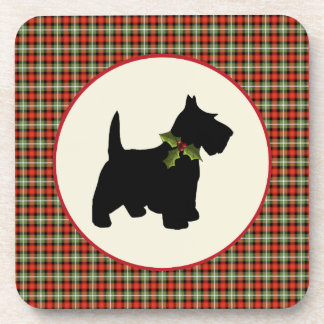 Dessous-de-verre Noël écossais de plaid de chien de Scottie