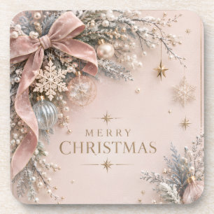 Dessous-de-verre Noël Féminin Élégant, Style Rose Poudré