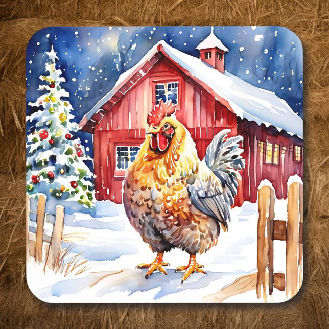 Dessous-de-verre Noël Festif de poulet mignon (Créateur téléchargé)