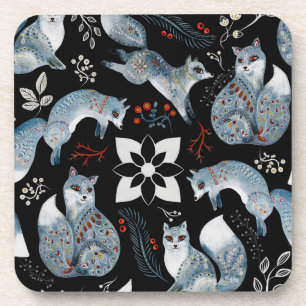 Dessous-de-verre Noël mignon renard forestier animaux modèle coussi