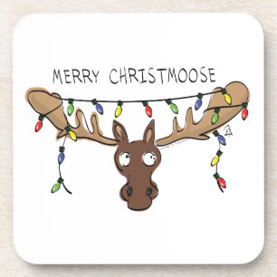 Dessous-de-verre Noël Moose Cute Amusant Animal de Noël
