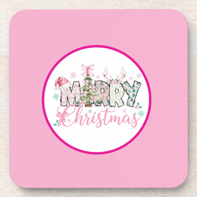 Dessous-de-verre Noël rose  (Devant)