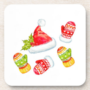 Dessous-de-verre Noël Santa Hat, Snowflakes et Mitten