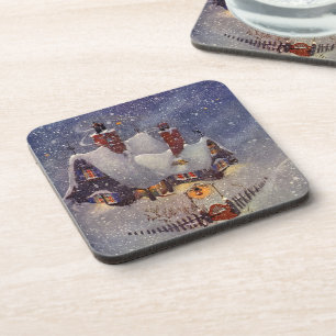 Dessous-de-verre Noël vintage, Atelier du Père Noël Pôle Nord