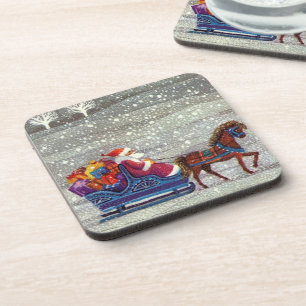Dessous-de-verre Noël Vintage, Cheval du Père Noël