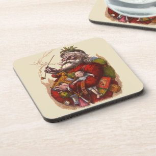 Dessous-de-verre Noël vintage, jouets en pipe Père Noël victorien