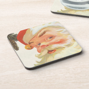 Dessous-de-verre Noël vintage, joyeux Père Noël avec un secret