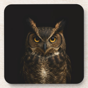 Dessous-de-verre Noir 4 Luxe Hard coaster, Golden Eye Owl -> Noir 4