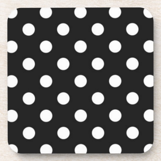 Dessous-de-verre Noir avec points blancs (Devant)