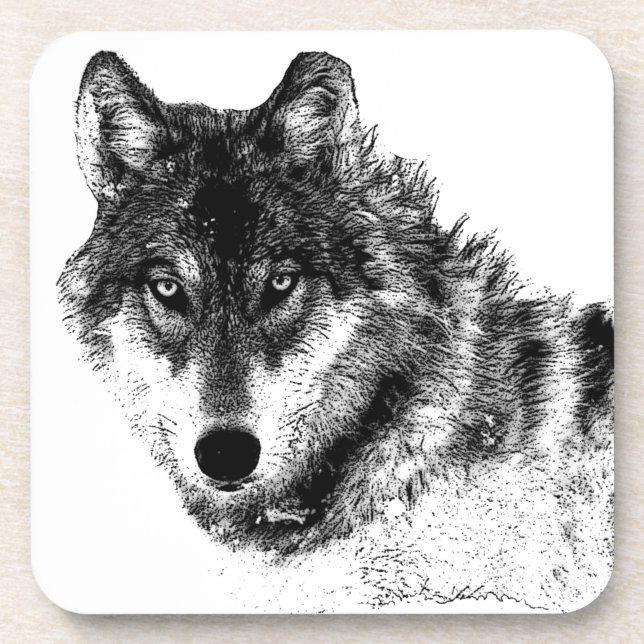 Dessous-de-verre Noir Blanc Inspiration Wolf Eyes (Devant)