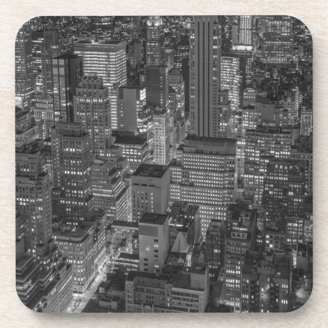 Dessous-de-verre Noir blanc rouge New York City Skyline (Devant)