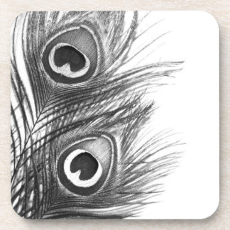 Dessous de verre noirs et blancs de plume de paon