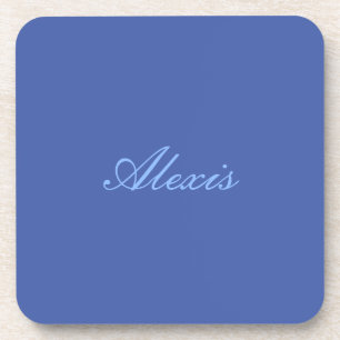 Dessous-de-verre Nom Calligraphie Script Simple Bleu