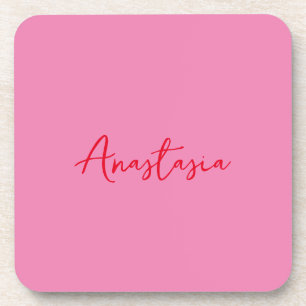 Dessous-de-verre Nom de calligraphie professionnelle rose personnal