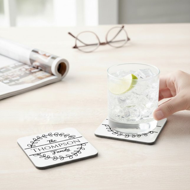 Dessous-de-verre Nom de famille Couronne florale (Créateur téléchargé)