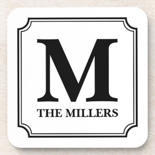 Dessous-de-verre Nom de famille de couleur/monogramme Editable de