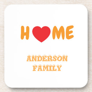 Dessous-de-verre nom de famille du foyer mignon unique