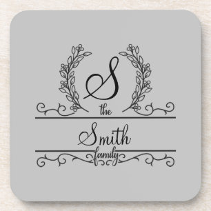 Dessous-de-verre Nom de famille personnalisé avec monogramme