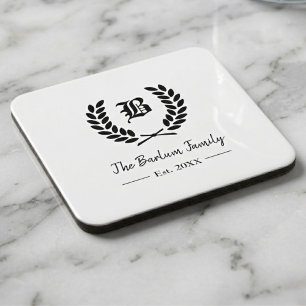 Dessous-de-verre Nom de famille personnalisé Monogramme Beverage Co