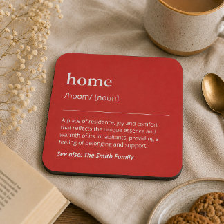 Dessous-de-verre Nom de famille rouge design d'intérieur minimalist