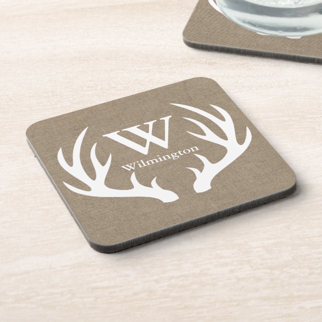 Dessous-de-verre Nom de famille rustique de toile de jute de Faux (Côté gauche)