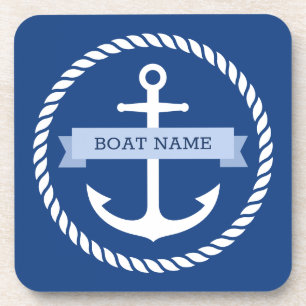 Dessous-de-verre Nom du bateau de bordure de la corde d'ancrage nau