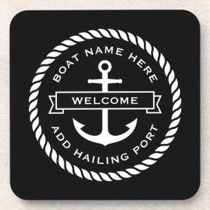 Dessous-de-verre Nom du bateau de l'ancre et de la corde port d'imm