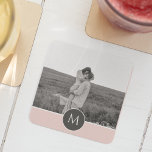 Dessous-de-verre Nom et photo personnalisés minimalistes Pastel Pin<br><div class="desc">Nom et photo personnalisés minimalistes Pastel Pink</div>