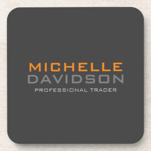 Dessous-de-verre Nom minimaliste du texte gris orange moderne