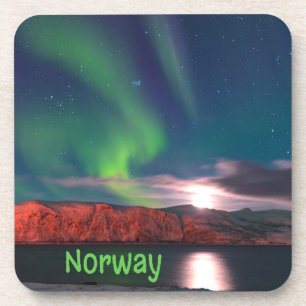 Dessous-de-verre Norvège Scandinave Aurores Boréales Falaises Rouge