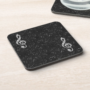 Dessous-de-verre Note de Musique Diamantée Pailletée Brillante Impr