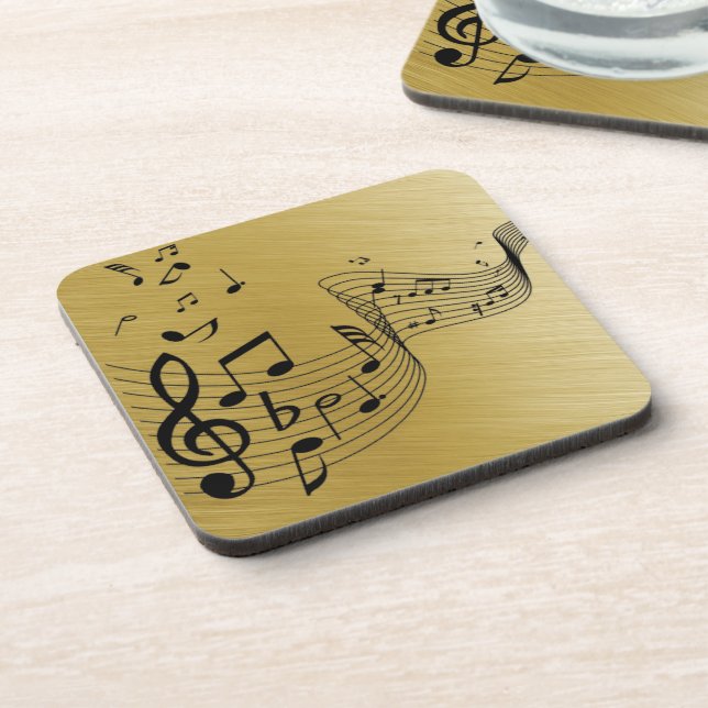 Dessous-de-verre Notes de musique dorées brossées  (Côté gauche)