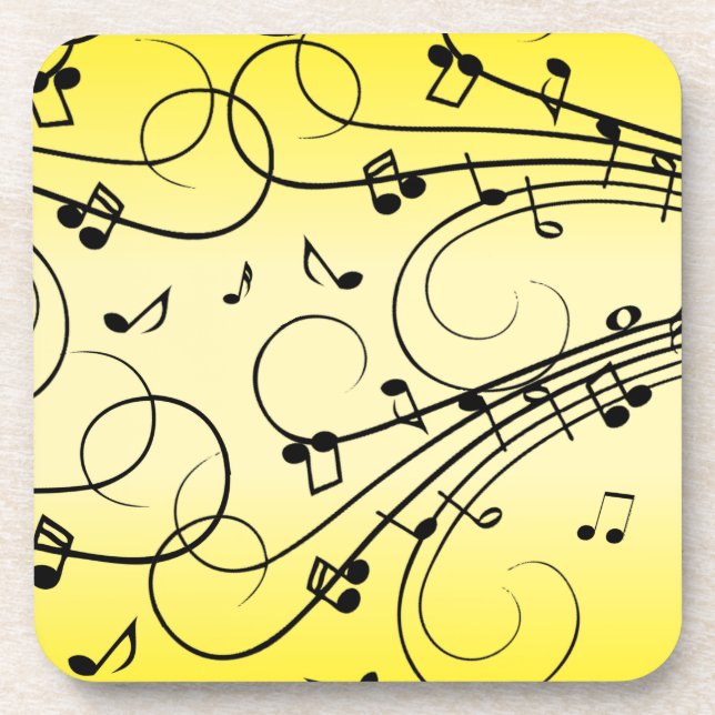 Dessous-de-verre Notes de musique fantaisie jaune (Devant)