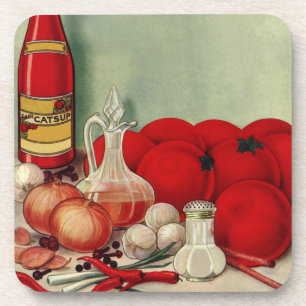 Dessous-de-verre Nourriture italienne vintage Tomate Oignons Poivro