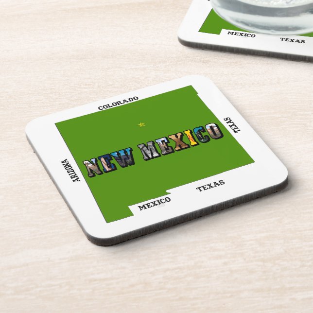 Dessous-de-verre Nouveau Mexique Plan Plan Texte Photo (Côté gauche)