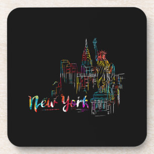 Dessous-de-verre Nouveau York Sky Battement de coeur Statue de la L