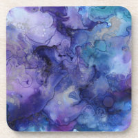 Nuances d'aquarelle bleu violet perlées marbrées