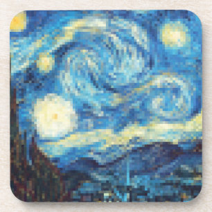 Dessous-de-verre Nuit étoilée Pixellée par Van Gogh