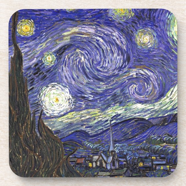 Dessous-de-verre Nuit étoilée, Vincent Van Gogh. (Devant)