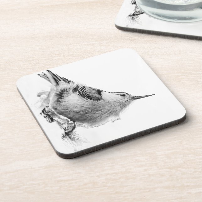 Dessous-de-verre Nuthatch, photo d'oiseaux blancs (Côté gauche)