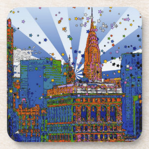 Dessous-de-verre NYC psychédélique : Chrysler, Flatiron #1